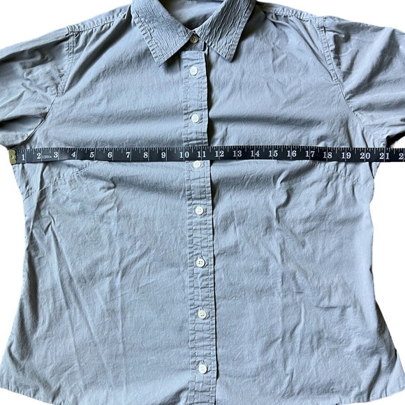 J Crew Womens Medium Solid Gray 3/4 Sleeve Button Up Shirt Textured Collar M - Picture 6 of 12